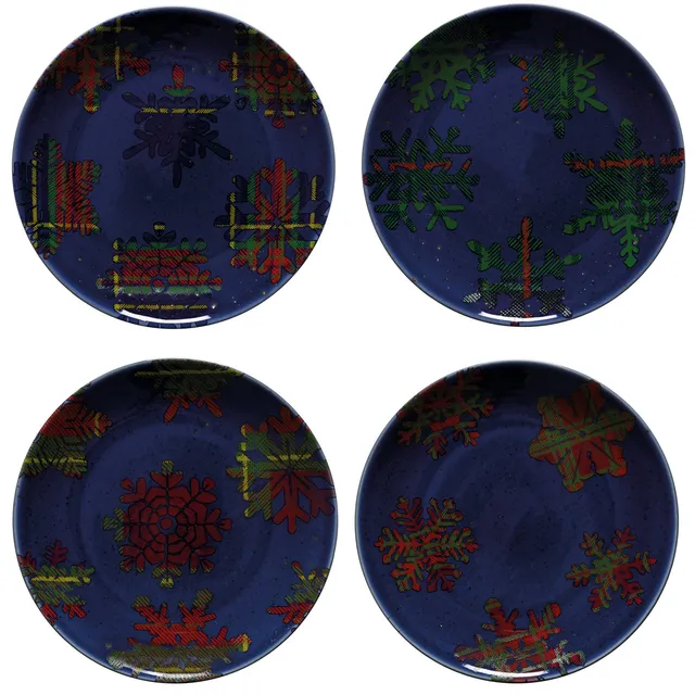 costa-nova-nova-holiday-snowflake-dessertteller-4er-set-blau image 1