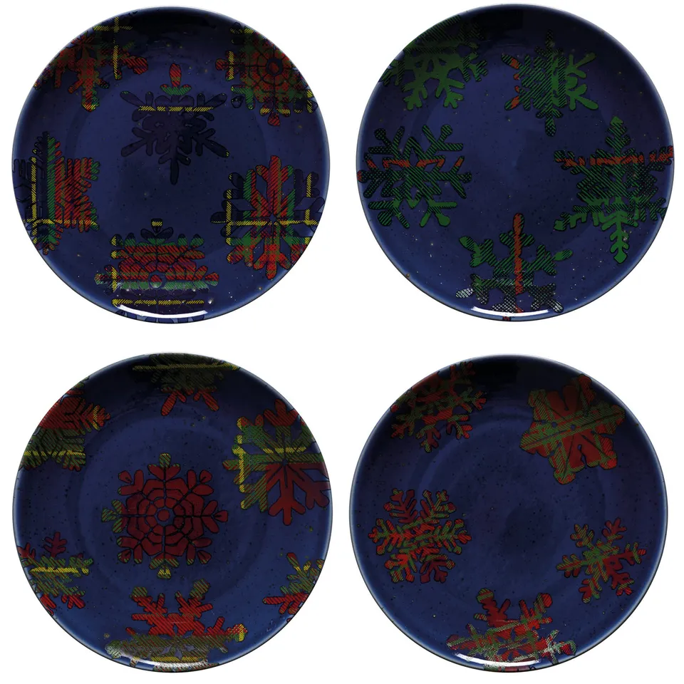 costa-nova-nova-holiday-snowflake-dessertteller-4er-set-blau image 1
