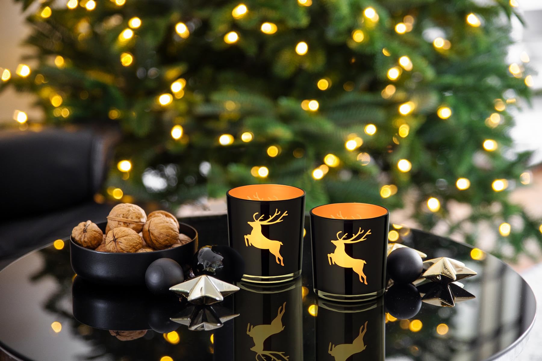 edzard-fancy-elsa-teelichtglas-2er-set-schwarz-gold-hirsch image 4