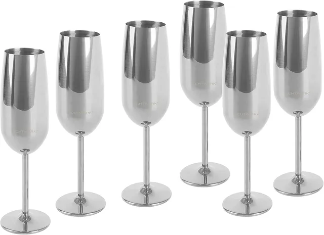 echtwerk-wine-dining-sektkelche-edelstahl-6-tlg-250-ml-silber image 1