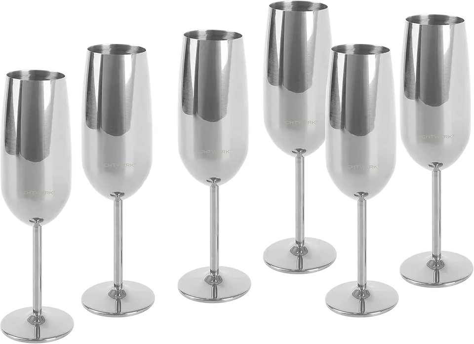 echtwerk-wine-dining-sektkelche-edelstahl-6-tlg-250-ml-silber image 1