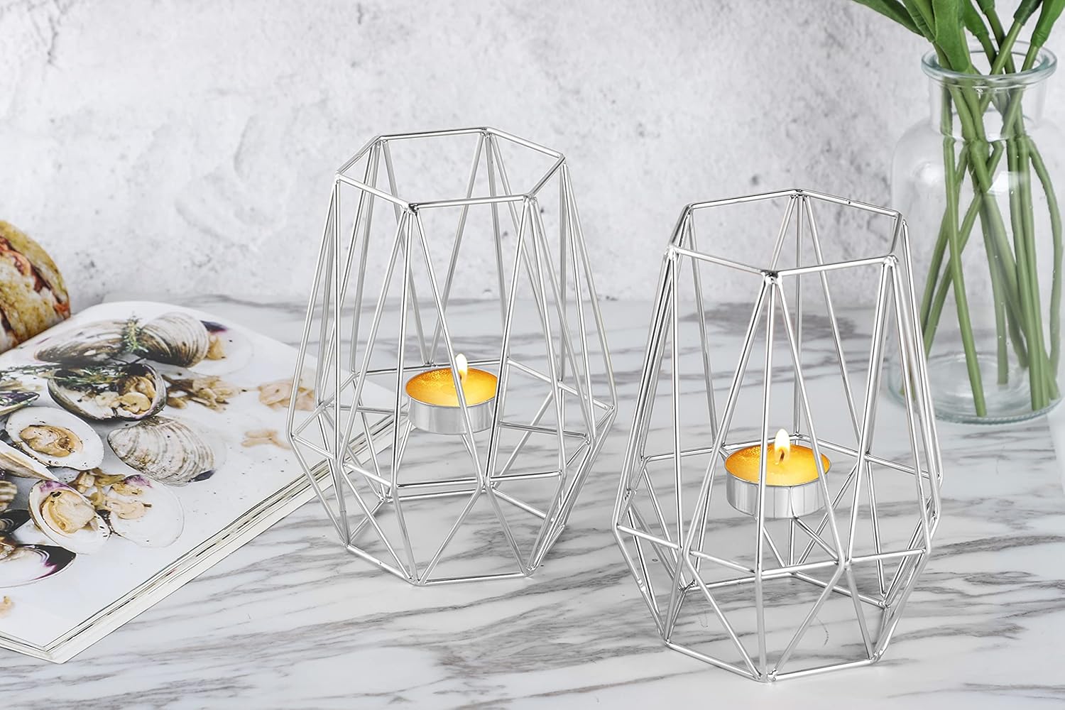 echtwerk-vintage-big-teelichthalter-2-tlg-metall-silber-geometrisch image 3