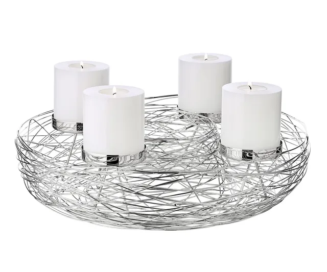 edzard-milano-laval-adventskranz-42-cm-silber-edelstahl image 1