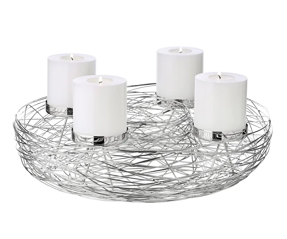 edzard-milano-laval-adventskranz-42-cm-silber-edelstahl image 1