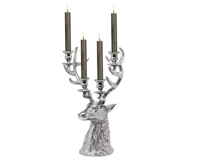 edzard-richard-kerzenleuchter-hirsch-43-cm-silber image 1