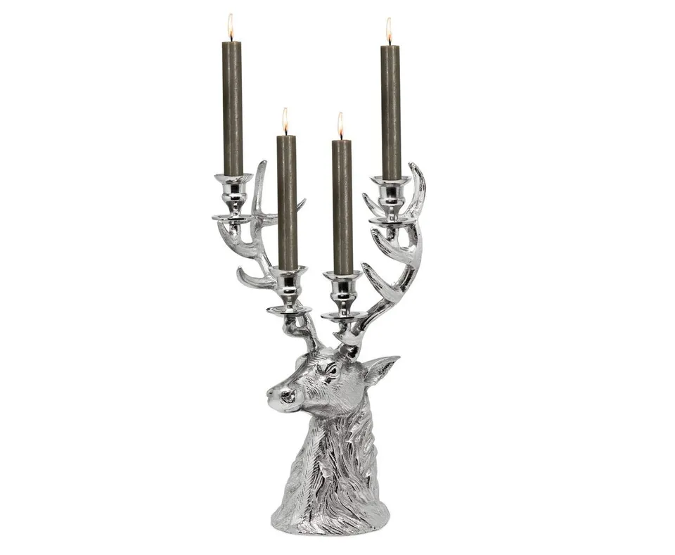 edzard-richard-kerzenleuchter-hirsch-43-cm-silber image 1