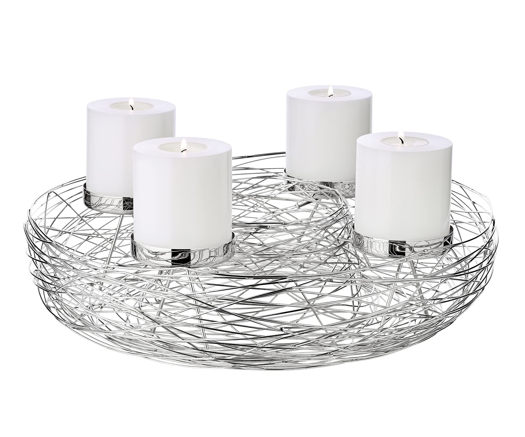 edzard-milano-laval-adventskranz-42-cm-silber-edelstahl image 1