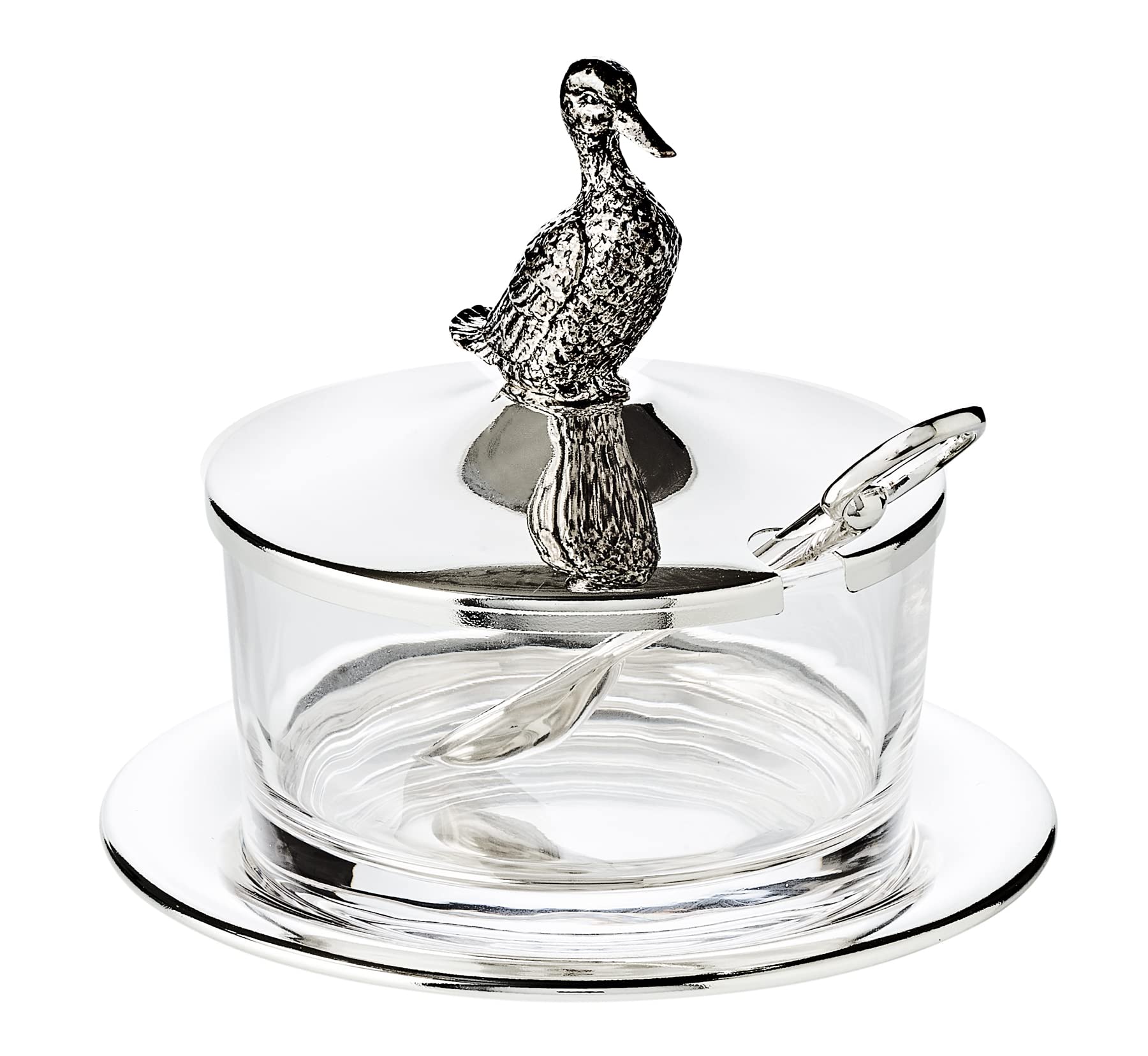edzard-mista-marmeladenglas-ente-versilbert-mit-glaseinsatz image 2