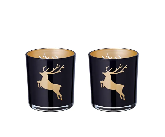 edzard-fancy-elsa-teelichtglas-2er-set-schwarz-gold-hirsch image 1