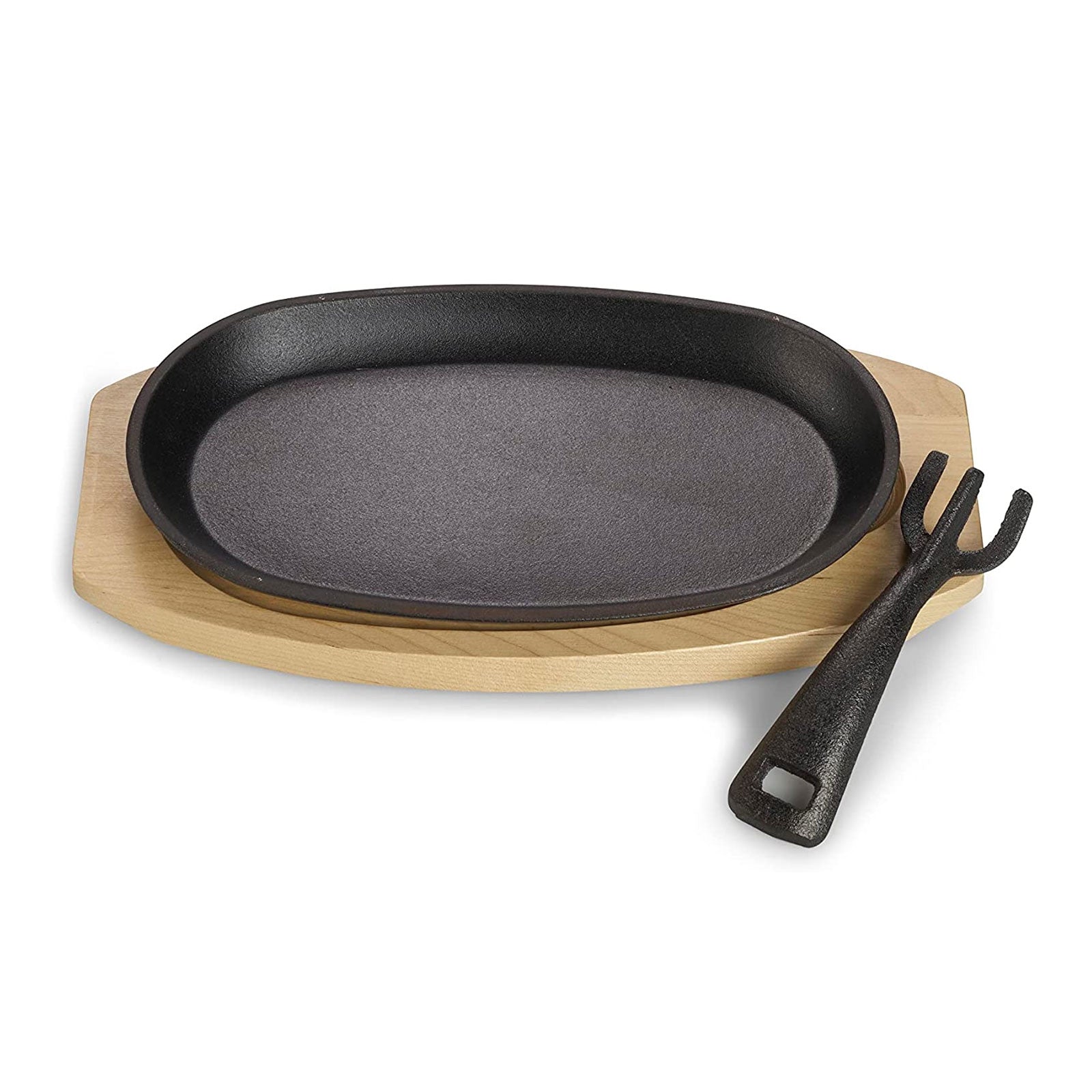 echtwerk-servierpfanne-gusseisen-24x14-cm-mit-brett-1-tlg image 1