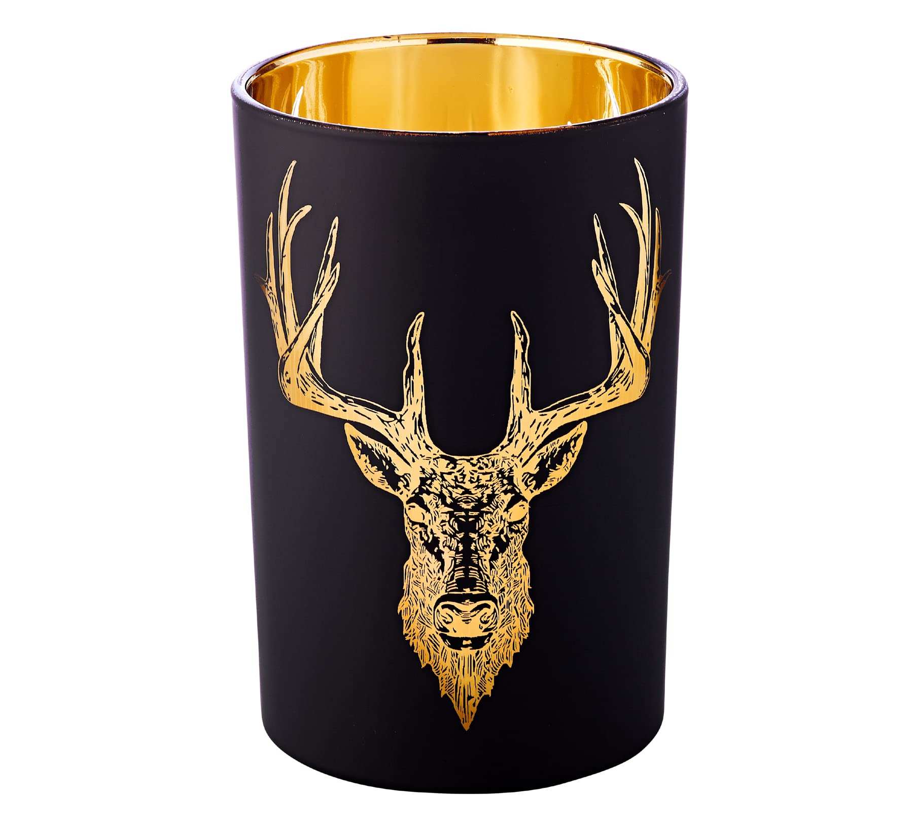edzard-lio-windlicht-glas-hirsch-matt-schwarz-h-18-cm-maxi-teelicht image 1