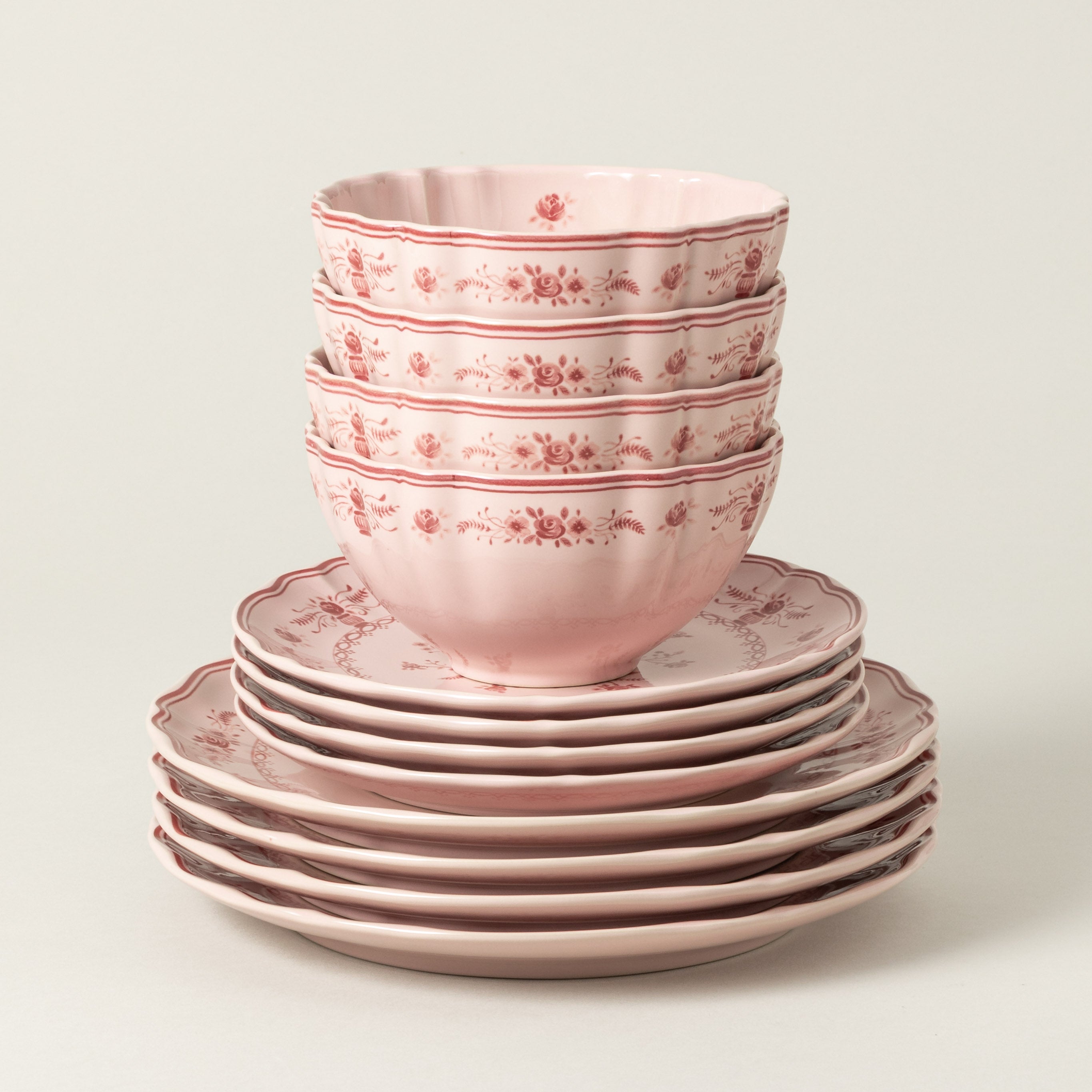 costa-nova-vila-geschirrset-12-tlg-rosa-rot-mit-schale image 1