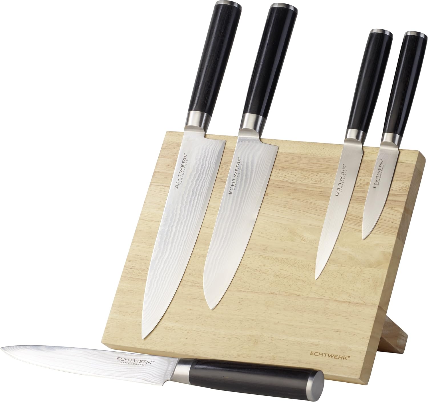 echtwerk-k-chenmesser-damastmesser-set-6tlg-braun-magnetblock image 6