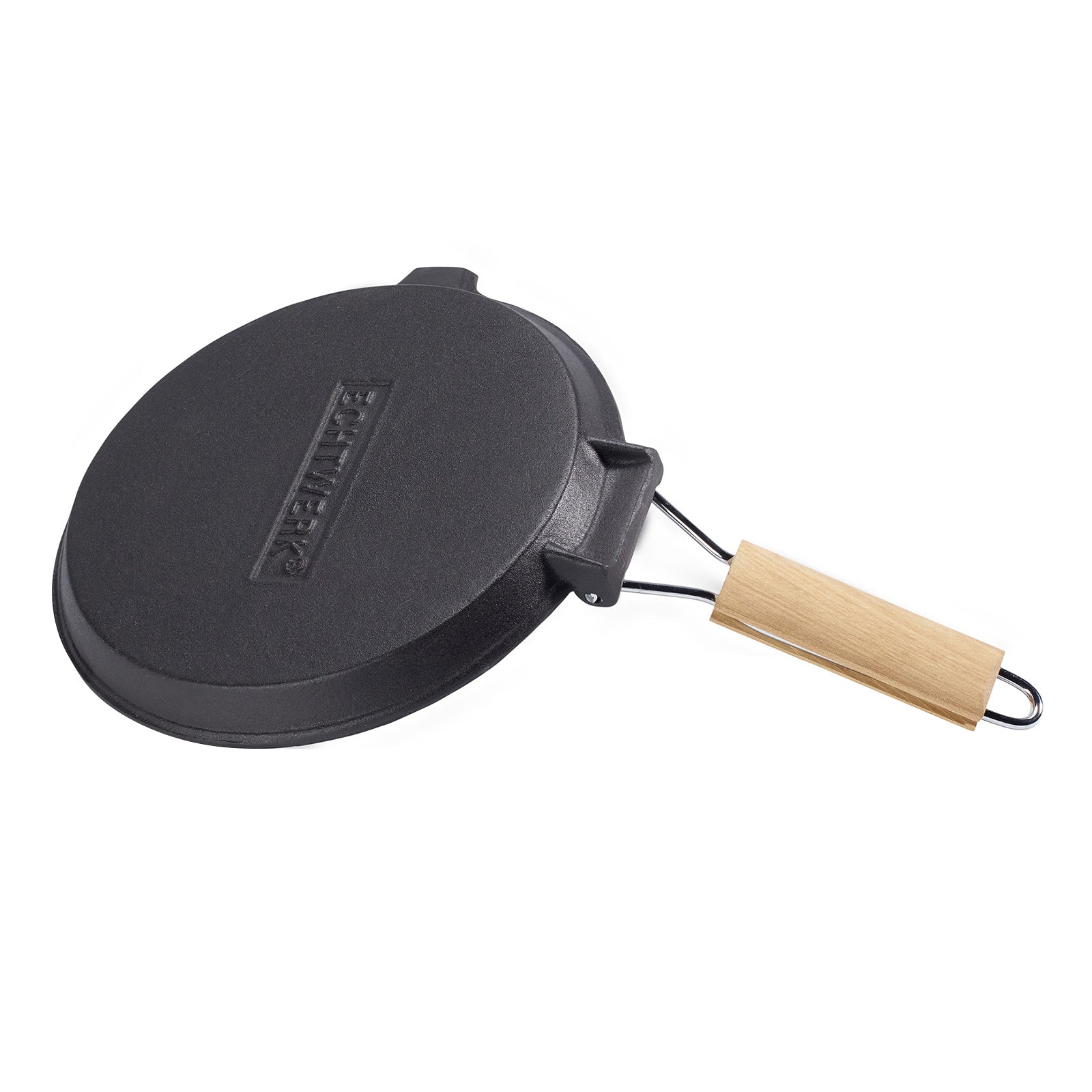 echtwerk-bbq-kochen-grillpfanne-24-cm-gusseisen-mit-holzgriff image 2