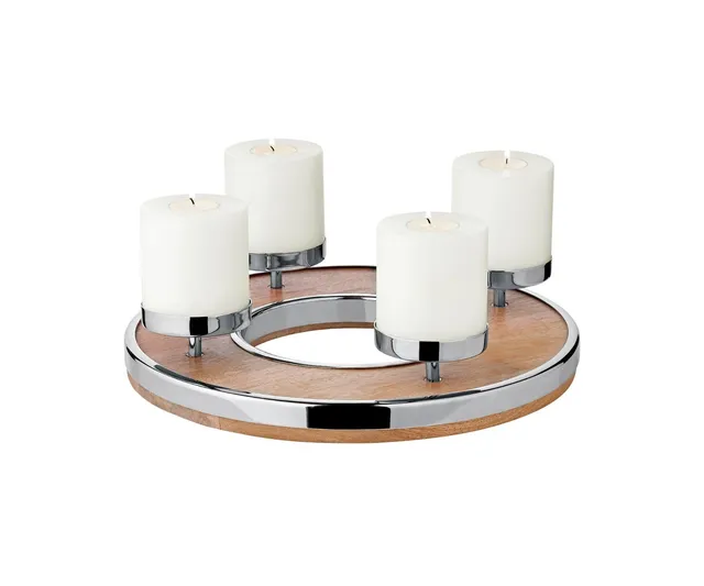 edzard-milano-jale-adventskranz-36-cm-mangoholz-edelstahl image 1