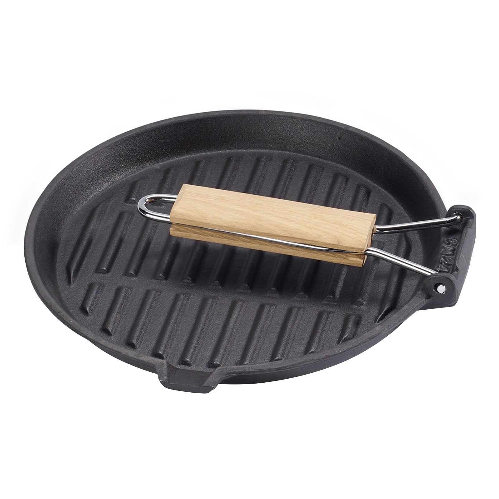 echtwerk-bbq-kochen-grillpfanne-24-cm-gusseisen-mit-holzgriff image 3