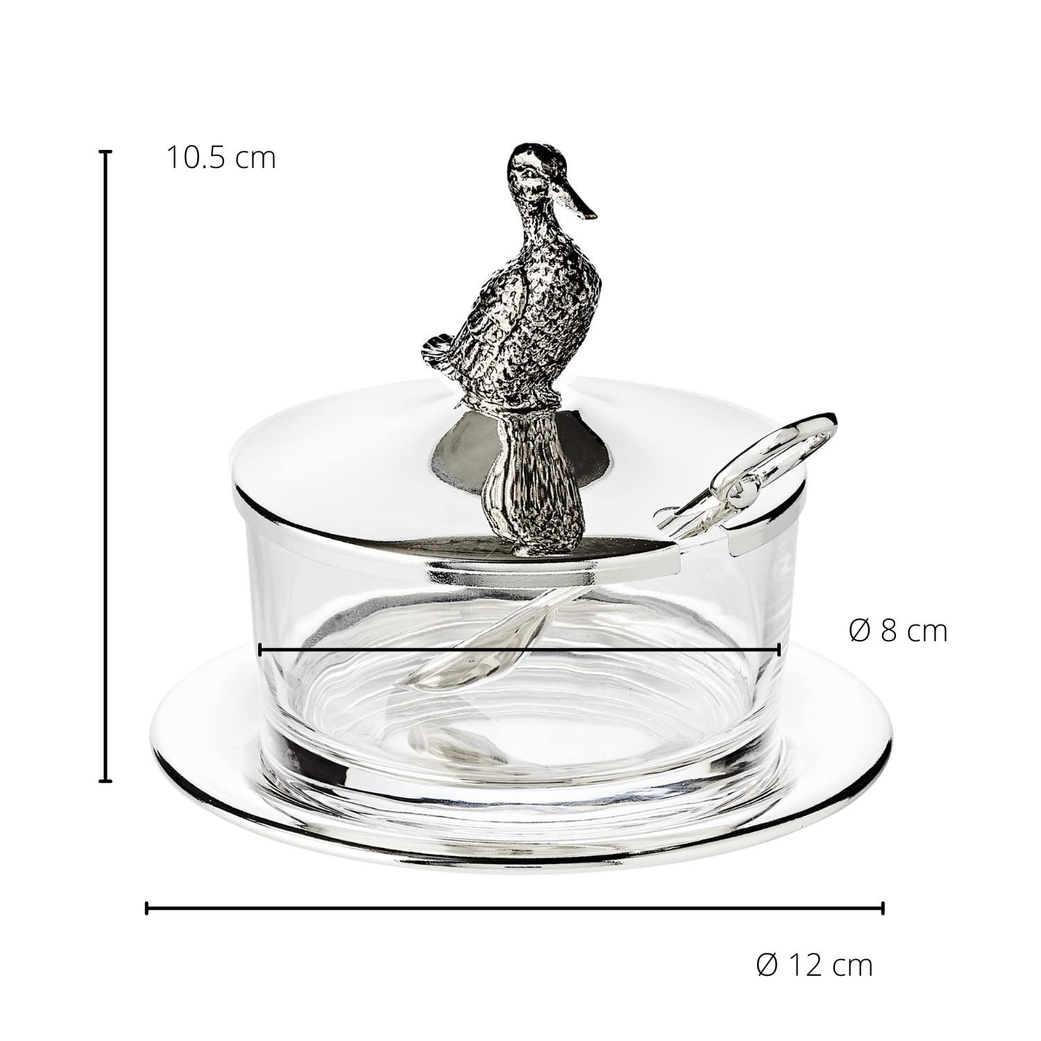 edzard-mista-marmeladenglas-ente-versilbert-mit-glaseinsatz image 4