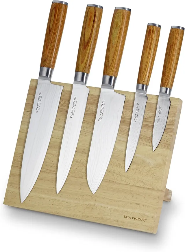 echtwerk-k-chenmesser-damastmesser-set-6tlg-braun-magnetblock image 1