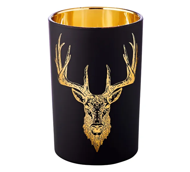 edzard-lio-windlicht-glas-hirsch-matt-schwarz-h-18-cm-maxi-teelicht image 1
