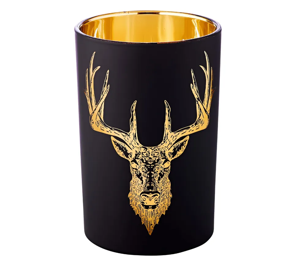 edzard-lio-windlicht-glas-hirsch-matt-schwarz-h-18-cm-maxi-teelicht image 1