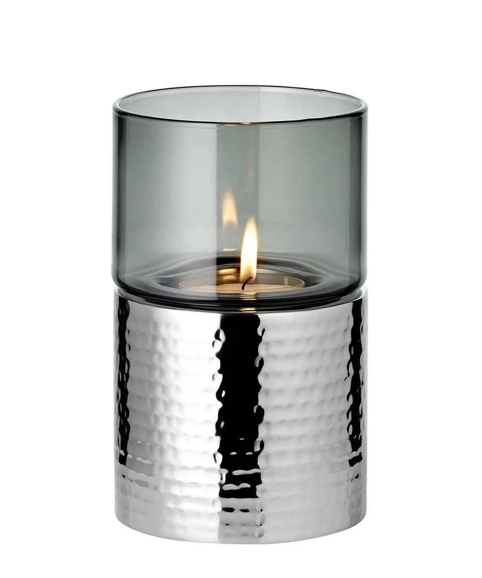 edzard-cosmo-windlicht-glas-edelstahl-geh-mmert-18-cm-2-teilig image 1