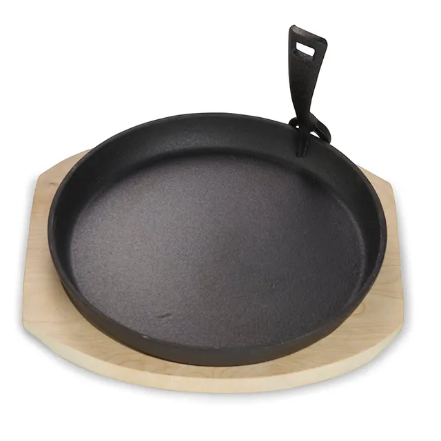 echtwerk-bbq-servierpfanne-gusseisen-25cm-1-tlg-mit-brett image 1