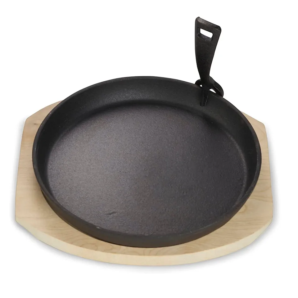 echtwerk-bbq-servierpfanne-gusseisen-25cm-1-tlg-mit-brett image 1