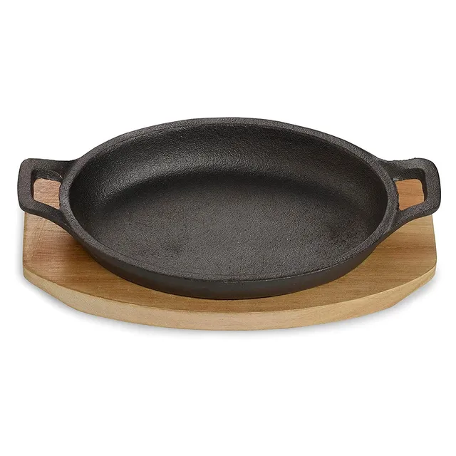 echtwerk-bbq-servierschale-gusseisen-12-cm-1-tlg-mit-brett image 1