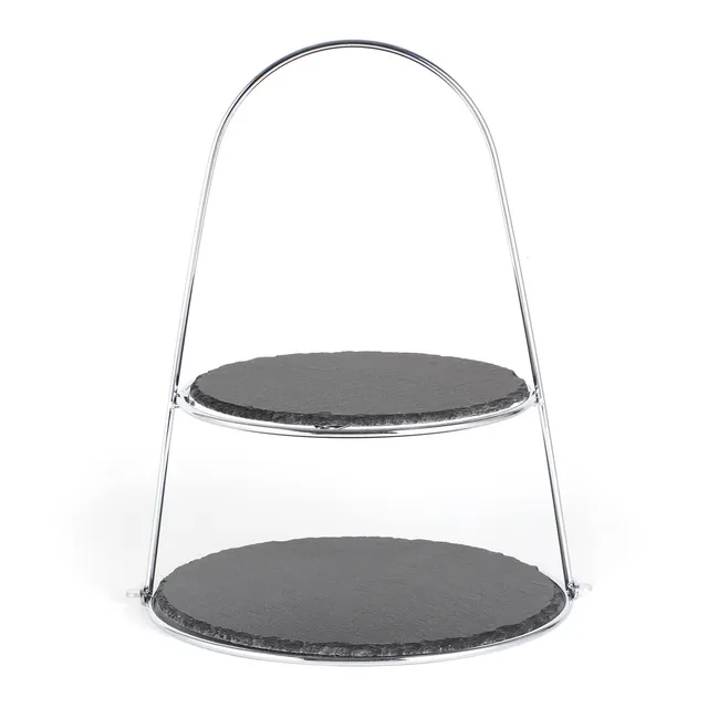 echtwerk-geschirr-etagere-schiefer-2-st-ckig-silber-25-30-cm image 1