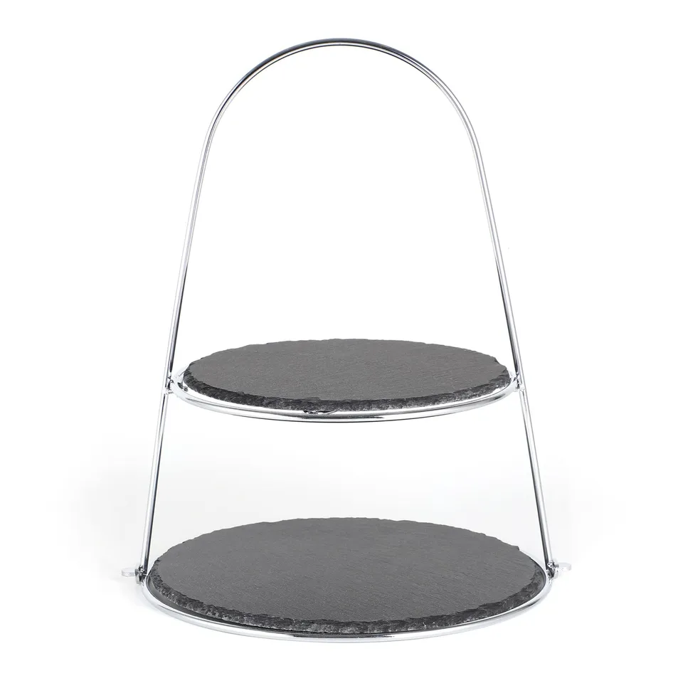 echtwerk-geschirr-etagere-schiefer-2-st-ckig-silber-25-30-cm image 1