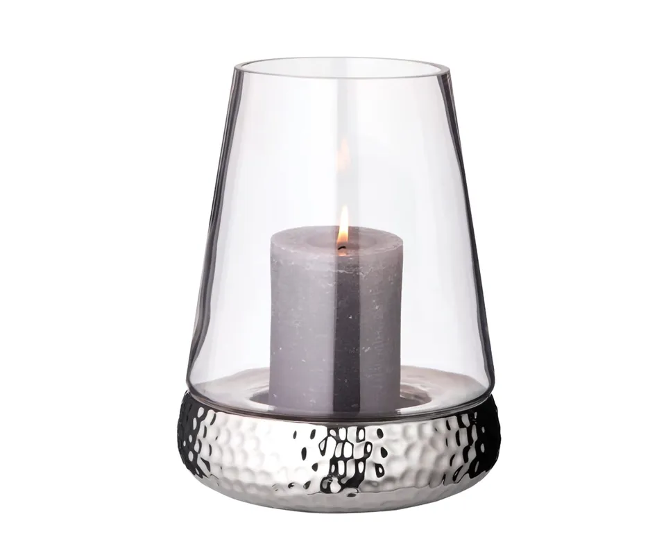 edzard-bora-windlicht-28-cm-keramik-geh-mmert-mit-glas image 1