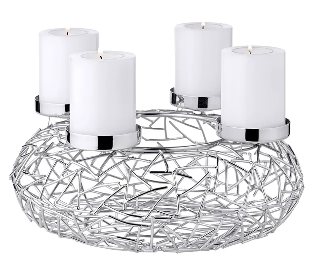 edzard-milano-adventskranz-28-cm-edelstahl-silber-f-r-stumpenkerzen image 1