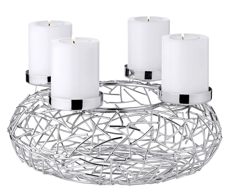 edzard-milano-adventskranz-28-cm-edelstahl-silber-f-r-stumpenkerzen image 1