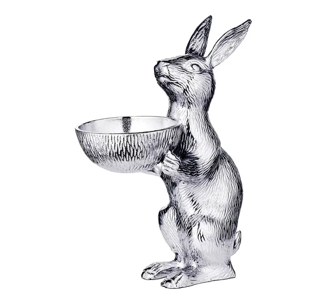 edzard-bert-hase-mit-schale-deko-versilbert-31-cm image 1