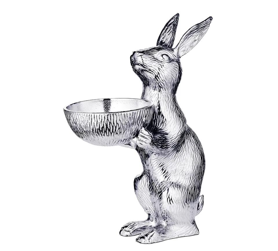 edzard-bert-hase-mit-schale-deko-versilbert-31-cm image 1