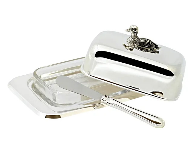edzard-madrid-butterdose-ente-versilbert-18-cm-messer image 1