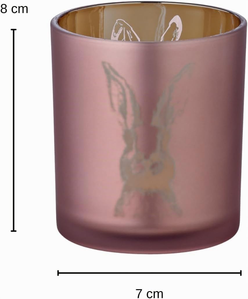edzard-teelichtglas-hase-2er-set-gr-n-rosa-8-cm-ostern image 2