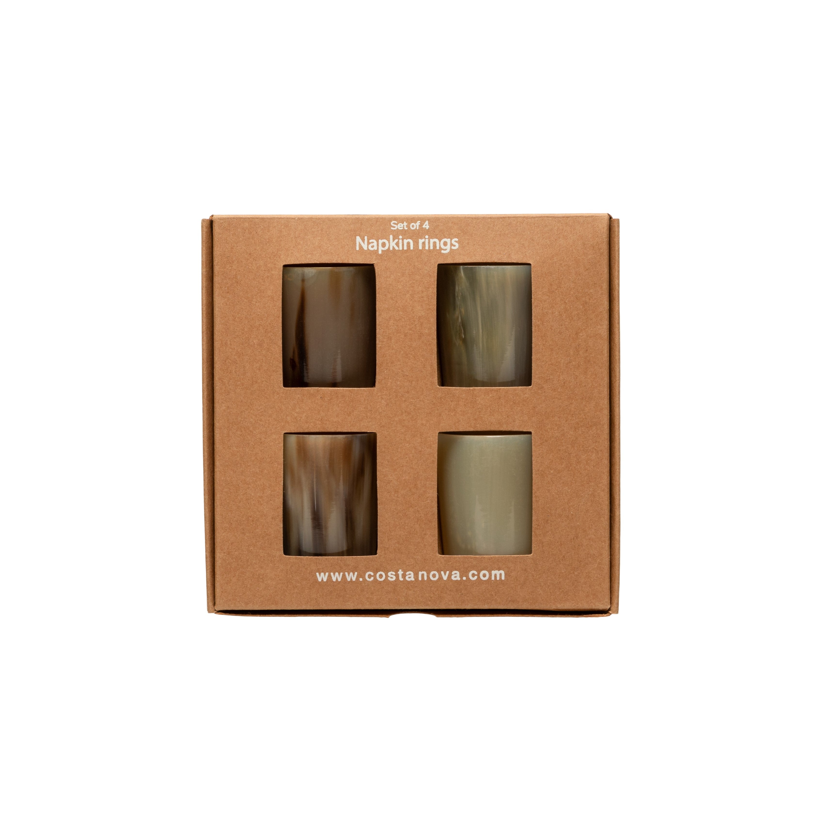 costa-nova-friso-serviettenring-horn-camel-braun-4er-set-rund image 1