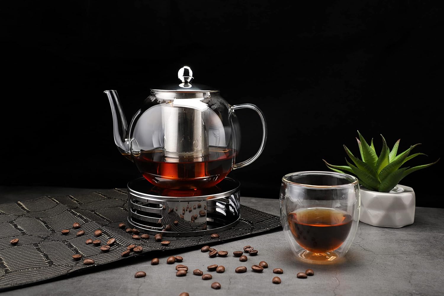 echtwerk-kaffee-teewelt-teekanne-glas-silber-mit-sieb image 4